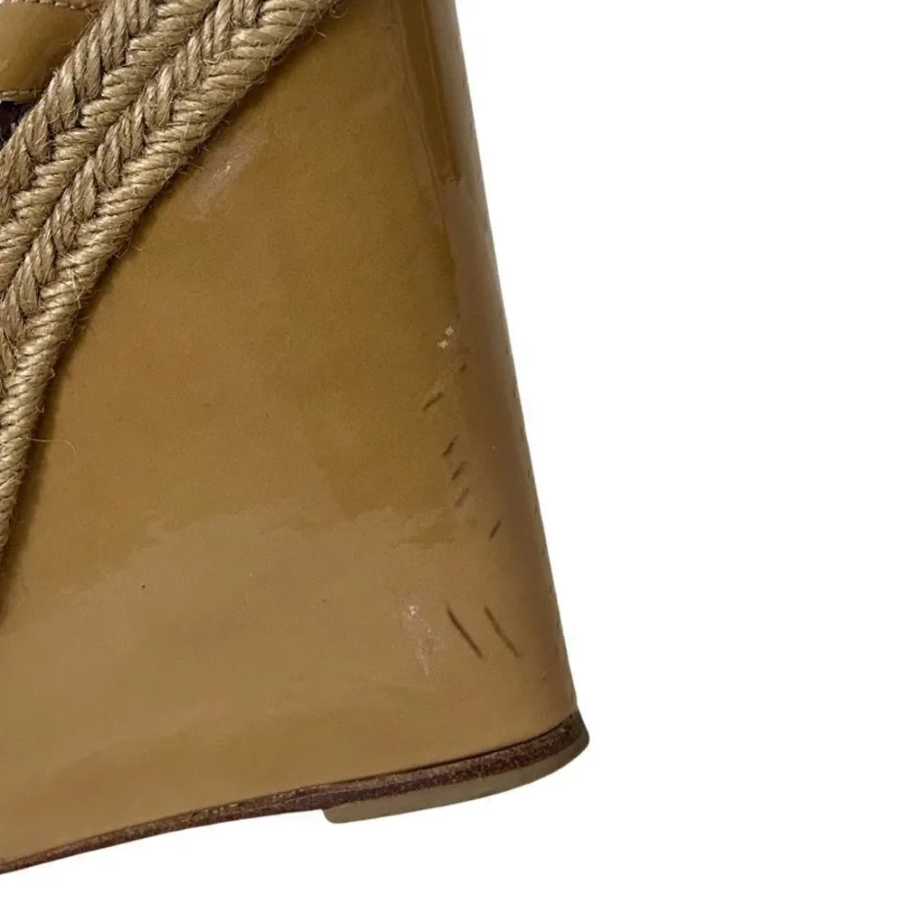 Christian Louboutin Beige Patent Leather Bilbao 120 Wedges Size 39